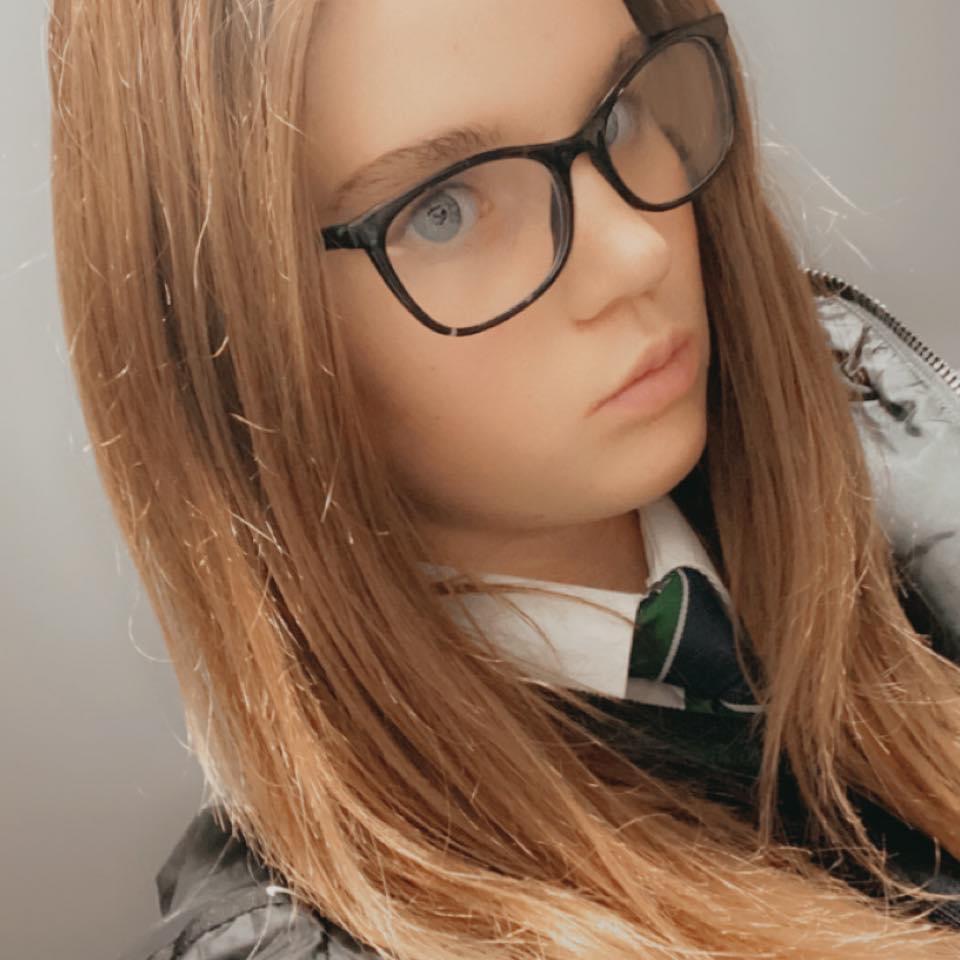 Holly Newton in her school uniform